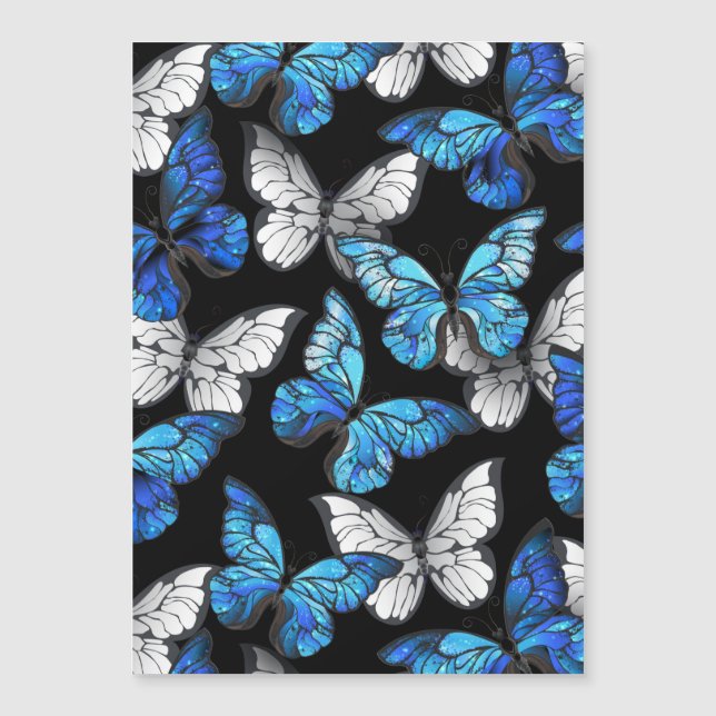 Dark Seamless Pattern with Blue Butterflies Morpho (Front)