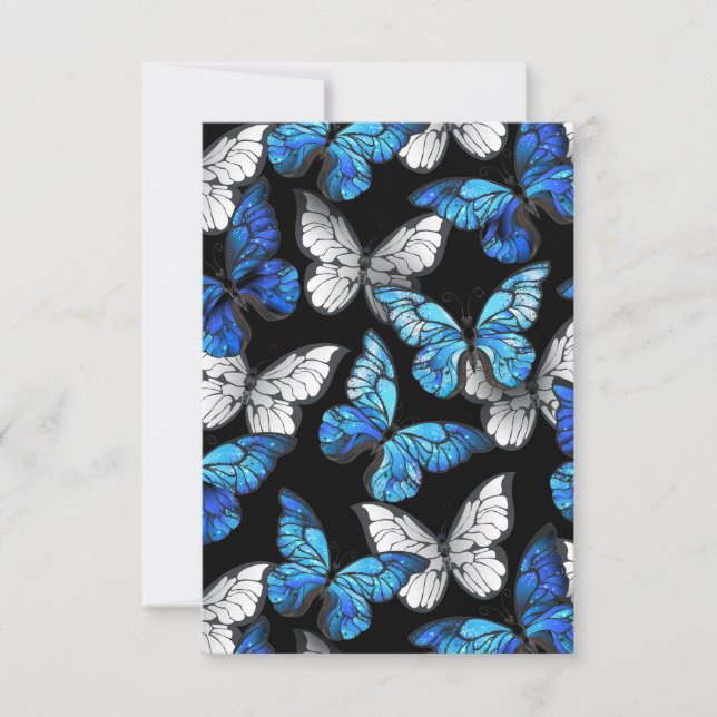 Dark Seamless Pattern with Blue Butterflies Morpho (Front)