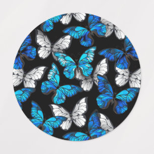 Dark Seamless Pattern with Blue Butterflies Morpho