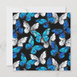 Dark Seamless Pattern with Blue Butterflies Morpho