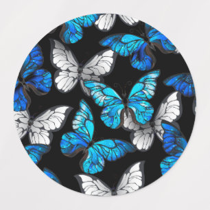 Dark Seamless Pattern with Blue Butterflies Morpho