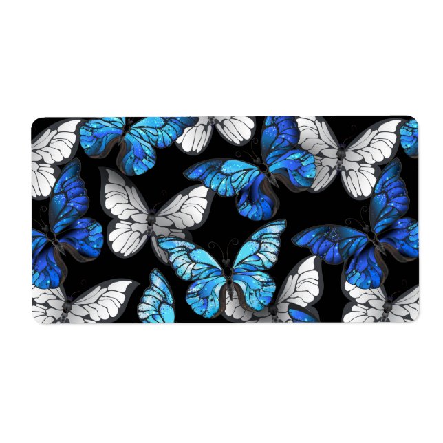 Dark Seamless Pattern with Blue Butterflies Morpho (Front)