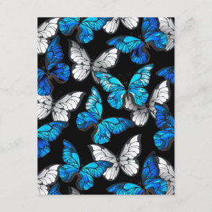 Dark Seamless Pattern with Blue Butterflies Morpho Advice Card