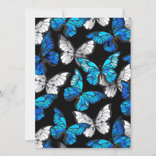 Dark Seamless Pattern with Blue Butterflies Morpho Announcement