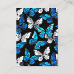 Dark Seamless Pattern with Blue Butterflies Morpho Business Card
