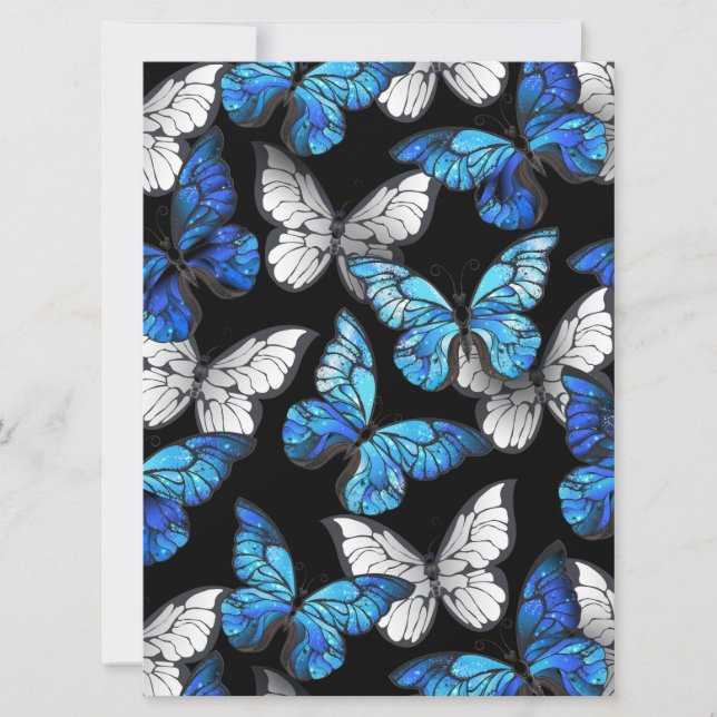 Dark Seamless Pattern with Blue Butterflies Morpho Card (Front)