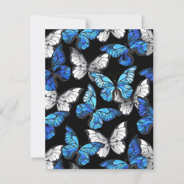 Dark Seamless Pattern with Blue Butterflies Morpho Card (Front)