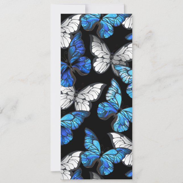 Dark Seamless Pattern with Blue Butterflies Morpho Card (Front)
