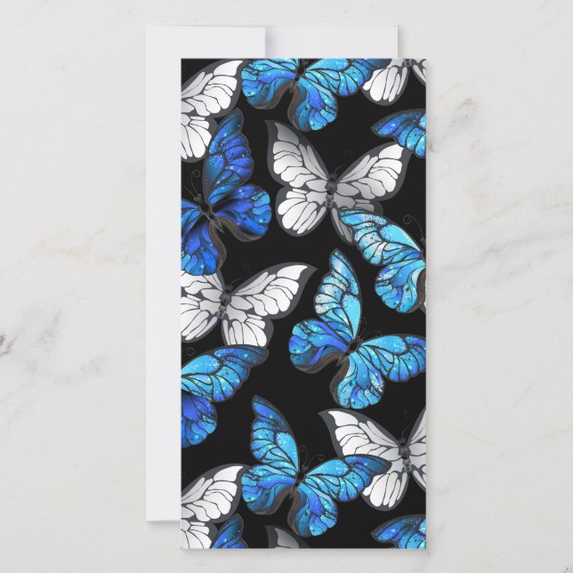 Dark Seamless Pattern with Blue Butterflies Morpho Card (Front)