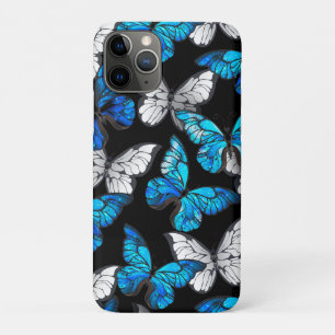 Dark Seamless Pattern with Blue Butterflies Morpho Case-Mate iPhone Case