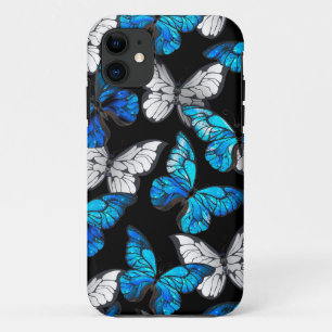 Dark Seamless Pattern with Blue Butterflies Morpho Case-Mate iPhone Case