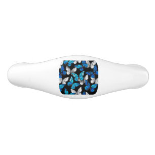 Dark Seamless Pattern with Blue Butterflies Morpho Ceramic Drawer Pull