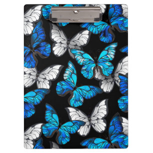 Dark Seamless Pattern with Blue Butterflies Morpho Clipboard