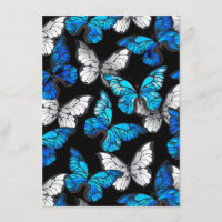 Dark Seamless Pattern with Blue Butterflies Morpho