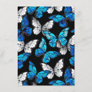 Dark Seamless Pattern with Blue Butterflies Morpho Enclosure Card