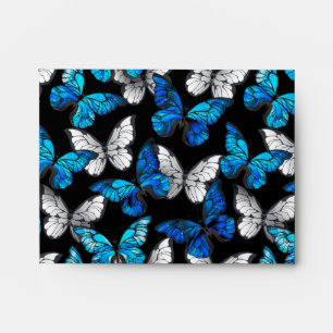 Dark Seamless Pattern with Blue Butterflies Morpho Envelope