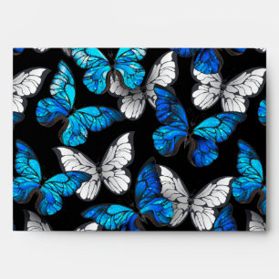Dark Seamless Pattern with Blue Butterflies Morpho Envelope