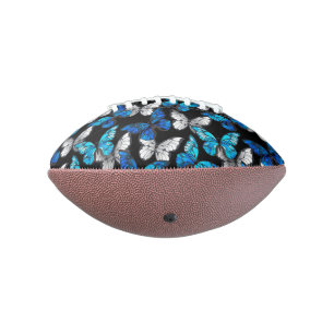 Dark Seamless Pattern with Blue Butterflies Morpho Football