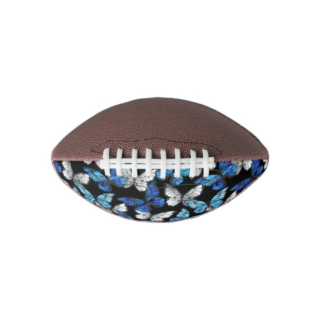 Dark Seamless Pattern with Blue Butterflies Morpho Football (Front)