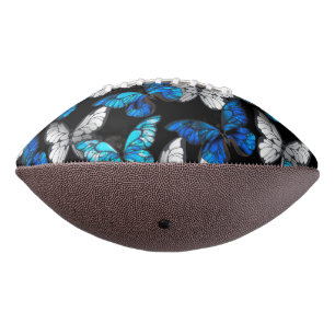 Dark Seamless Pattern with Blue Butterflies Morpho Football