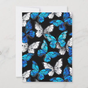 Dark Seamless Pattern with Blue Butterflies Morpho Holiday Card