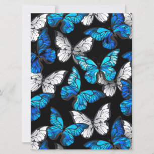 Dark Seamless Pattern with Blue Butterflies Morpho Holiday Card