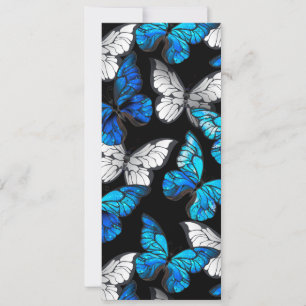 Dark Seamless Pattern with Blue Butterflies Morpho Invitation
