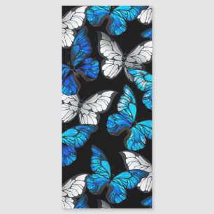Dark Seamless Pattern with Blue Butterflies Morpho Magnetic Invitation