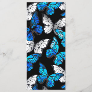 Dark Seamless Pattern with Blue Butterflies Morpho Menu