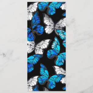 Dark Seamless Pattern with Blue Butterflies Morpho Menu