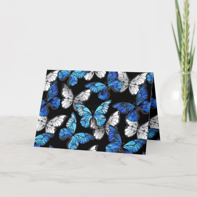 Dark Seamless Pattern with Blue Butterflies Morpho Programme (Front)