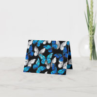 Dark Seamless Pattern with Blue Butterflies Morpho
