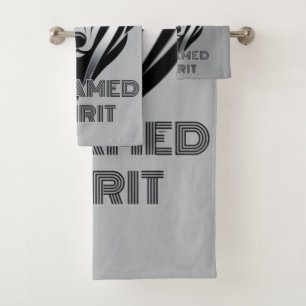 Dark Shades and Metallic Accents Wolf Logo Aesthet Bath Towel Set