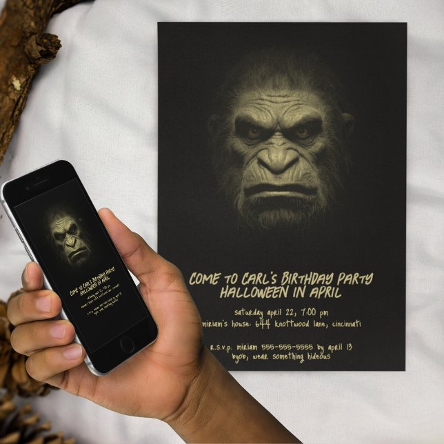 Dark Shadow Ape Monster Halloween Birthday Party  Invitation (Creator Uploaded)