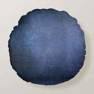 Dark Shadow Grunge Background - Blue  Round Cushion