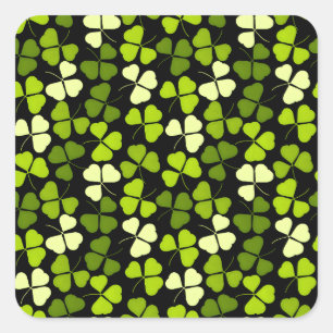 Dark Shamrock Pattern Green & Black Square Sticker