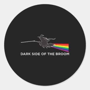 Dark Side Of The Broom Clic Rock Witch Funny Hallo Classic Round Sticker