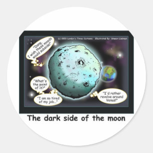 Dark Side Of The Moon Funny Cartoon Gifts Classic Round Sticker