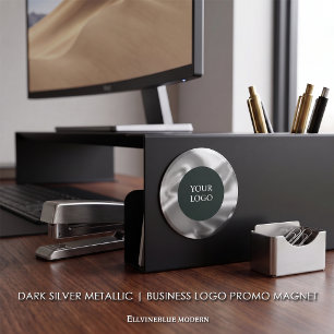Dark Silver Metallic Business Logo Promo Magnet