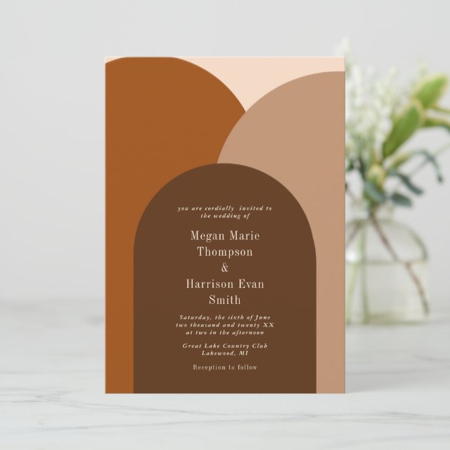Dark Simply Arches Wedding Invitation (Standing Front)
