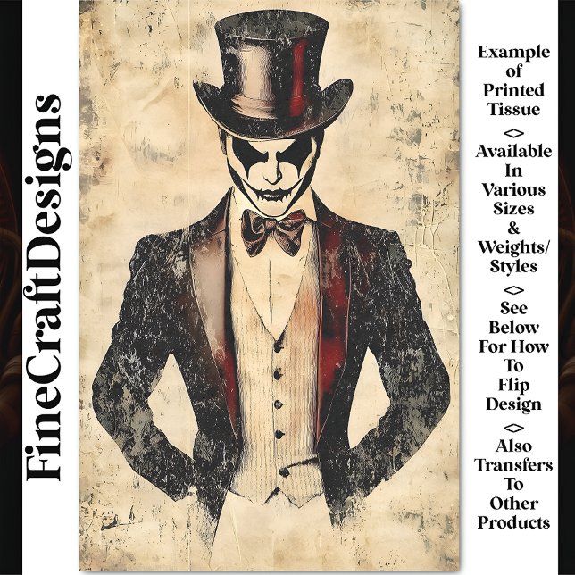 Dark Sinister Macabre Gothic Man BB7 Decoupage Tissue Paper (Creator Uploaded)