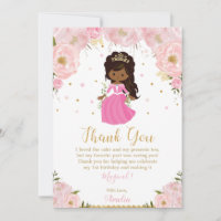 Dark Skin African Princess Birthday Pink Floral