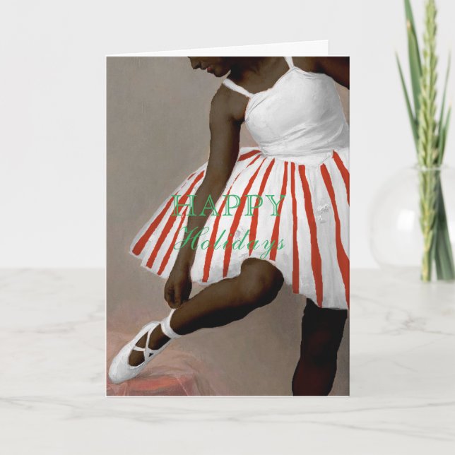 Dark Skin Ballerina Peppermint Tutu Birthday Card (Front)