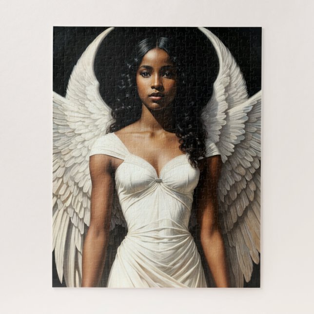 Dark Skin Black Girl Angel Angelcore Jigsaw Puzzle (Vertical)