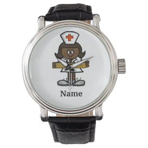 Dark Skin or Black Female Nurse Watch  Customise
