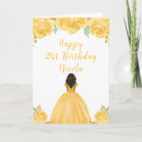 Dark Skin Princess Gold Floral Birthday Party