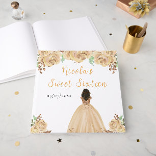 Dark Skin Princess Peach Sweet Sixteen Guest Book