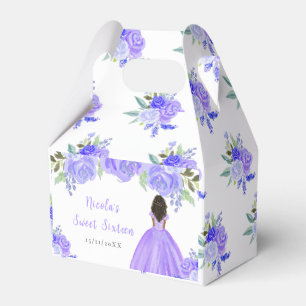 Dark Skin Princess Purple Floral Sweet Sixteen Favour Box
