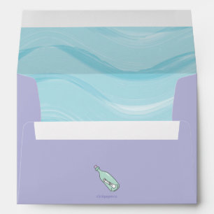 Dark Skin Purple Mermaid with Sea Turtle Envelope
