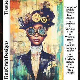 Dark Skin Steampunk Woman Collage DK1LF Decoupage Tissue Paper